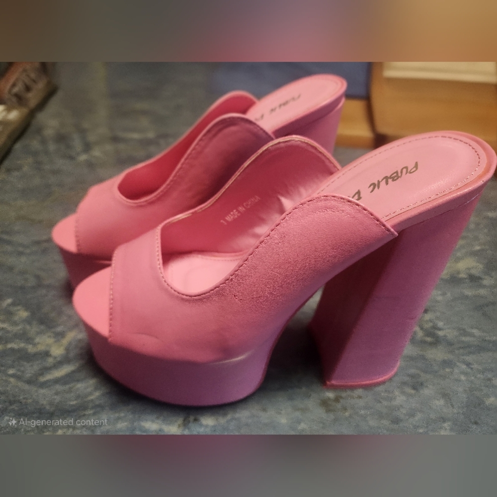 Public Desire Pink Platform Mules